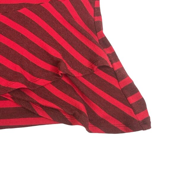 CAbi Sweet Talk Tee Women’s Size L Garnet Red Stripe Short Sleeve Shirt Peplum - Picture 8 of 12